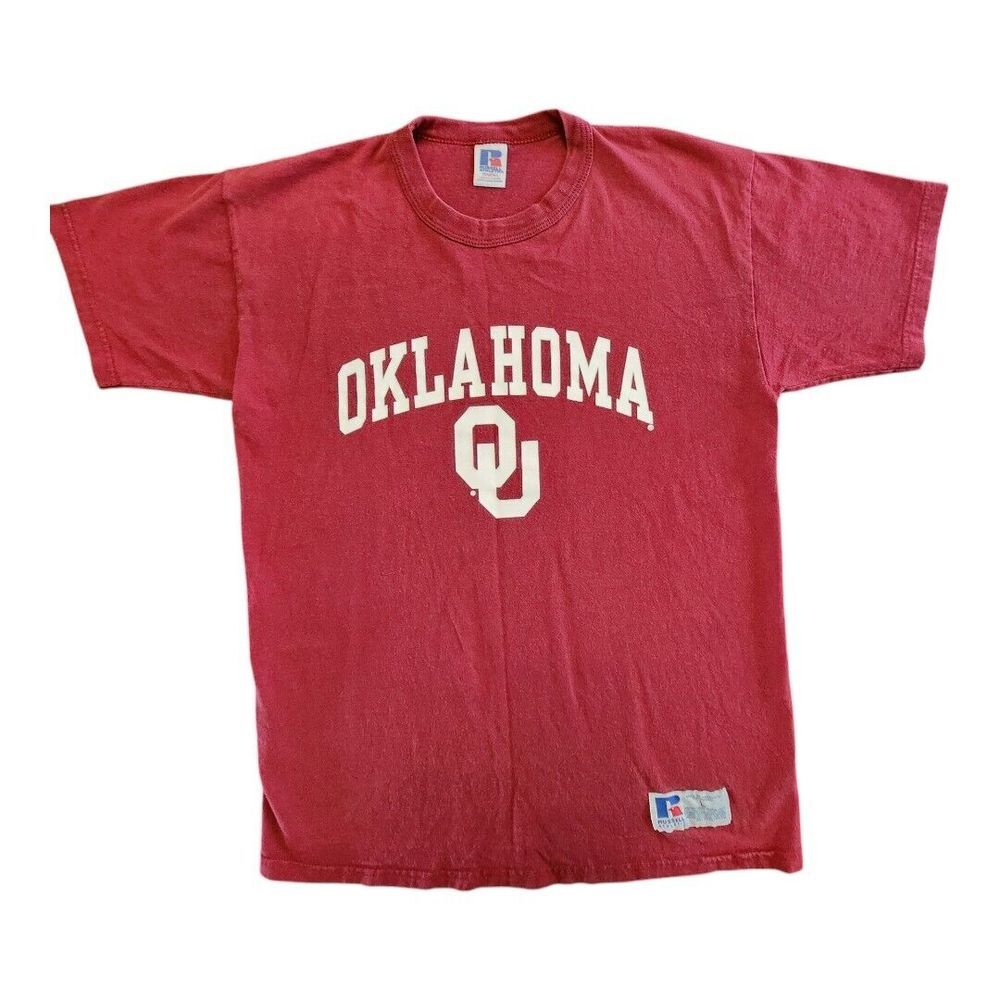 Russell Oklahoma University T Shirt Youths Large Red S/Sleeve‎ Unisex  Vintage